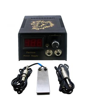 LCD Digital Tattoo Power Supply with Foot Pedal and Clip Cord Kit P142-2