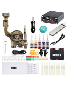 Solong Tattoo New Beginner 1 Pro Machine Gun Tattoo Kit 5 color ink set MK682B