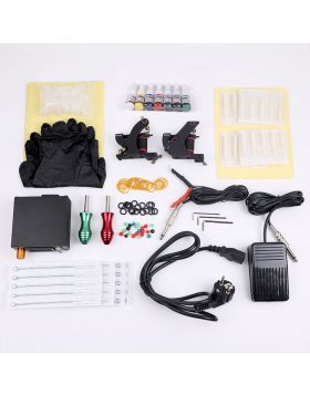 Solong Tattoo Professional 2 Pro Machine Complete tattoo Kit 7 color ink set TK-ST203