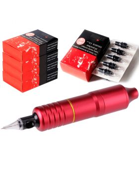 Hybrid Rotary Tattoo Pen Machine DC5.5 Jack 50pcs membrane needle cartridges set EM108B50