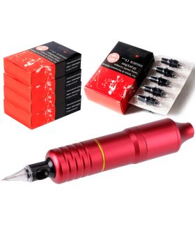 Hybrid Rotary Tattoo Pen Machine DC5.5 Jack 50pcs membrane needle cartridges set EM108B50